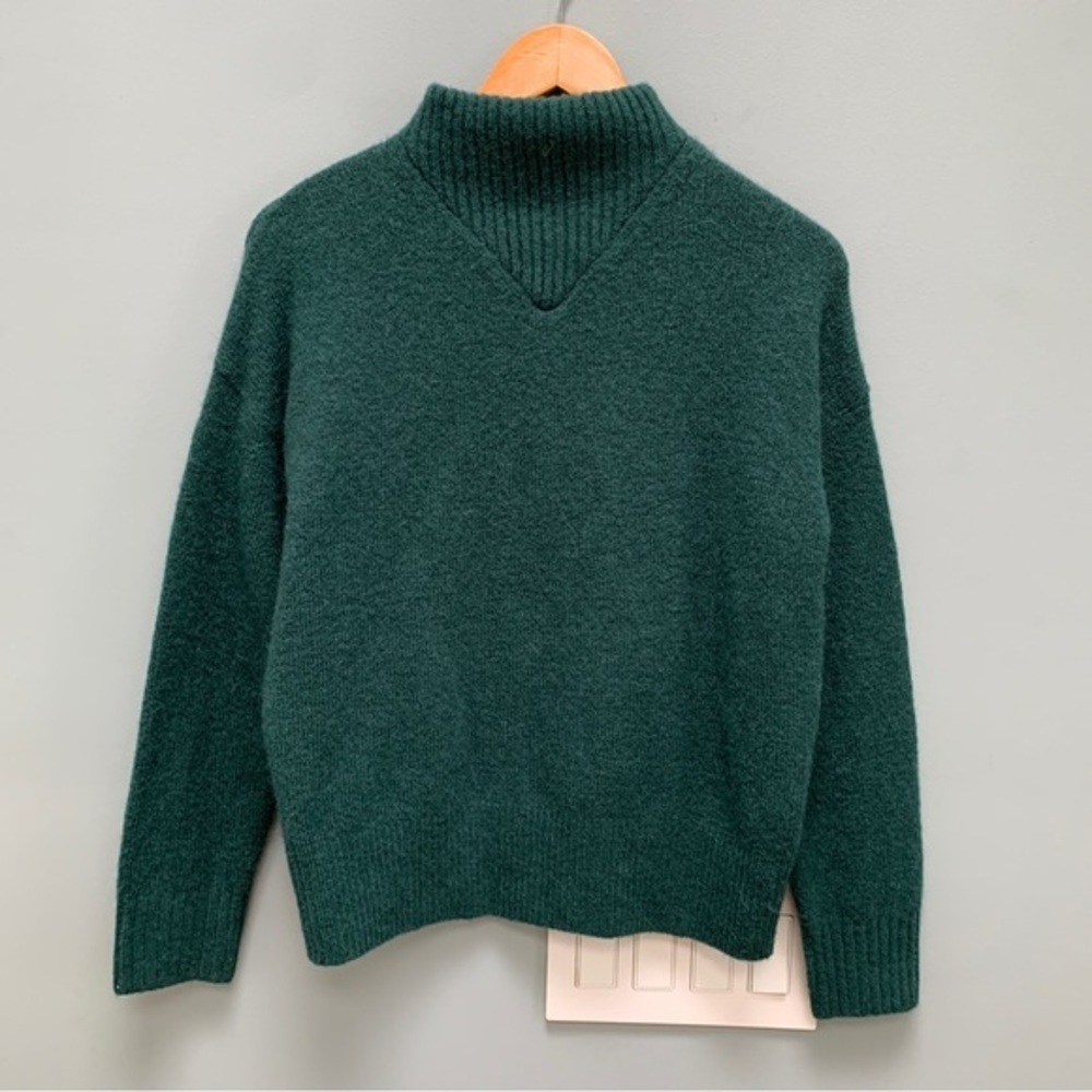 Madewell Dillon Mockneck sweater in Heathered Spruce Dark Green XS
